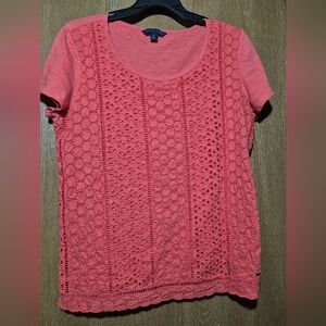 Tommy Hilfiger Pink Eyelet Sleeveless Top Women's Size Large